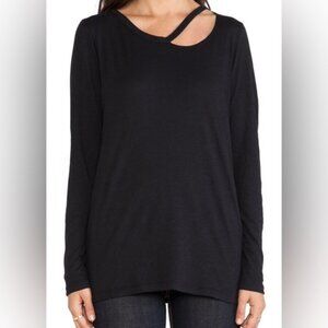 Revolve LNA Waffle Long Sleeve Desert Crew Top T-shirt Cut out Black Size XS